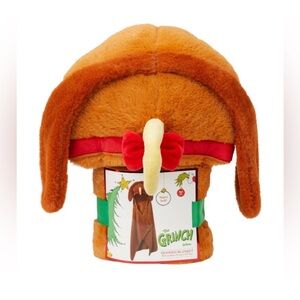 Dr. Seuss The Grinch-Max the Dog- Soft Brown Plush Hooded Blanket 30x50 in.